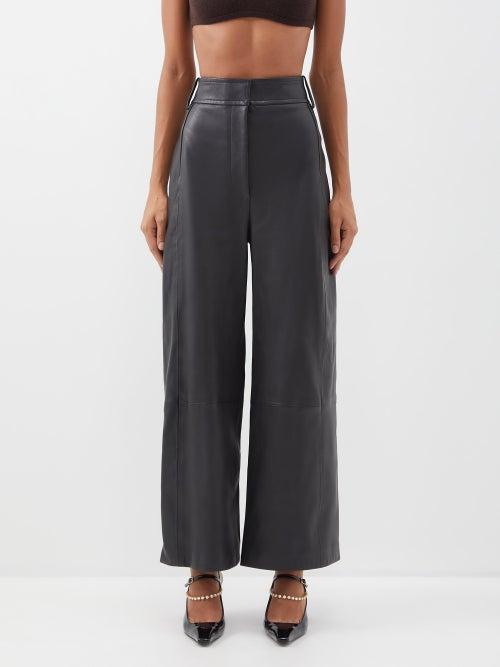 Khaite - Leon Leather Straight-leg Trousers - Womens - Black