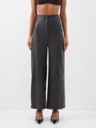 Khaite - Leon Leather Straight-leg Trousers - Womens - Black