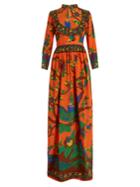 Gucci Jubilee-print Mandarin-collar Silk Gown