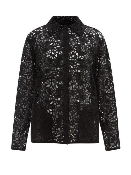 Matchesfashion.com Valentino - Macram-lace Shirt Jacket - Womens - Black