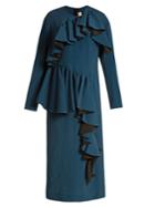 Marni Gathered-ruffle Long-sleeved Crepe Dress
