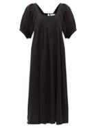 Matchesfashion.com Anaak - Brigitte Square-neck Cotton-muslin Midi Dress - Womens - Black