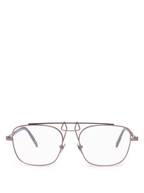 Matchesfashion.com Calvin Klein 205w39nyc - Squared Aviator Frame Metal Glasses - Mens - Silver