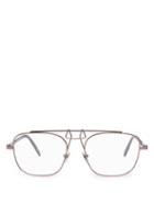 Matchesfashion.com Calvin Klein 205w39nyc - Squared Aviator Frame Metal Glasses - Mens - Silver