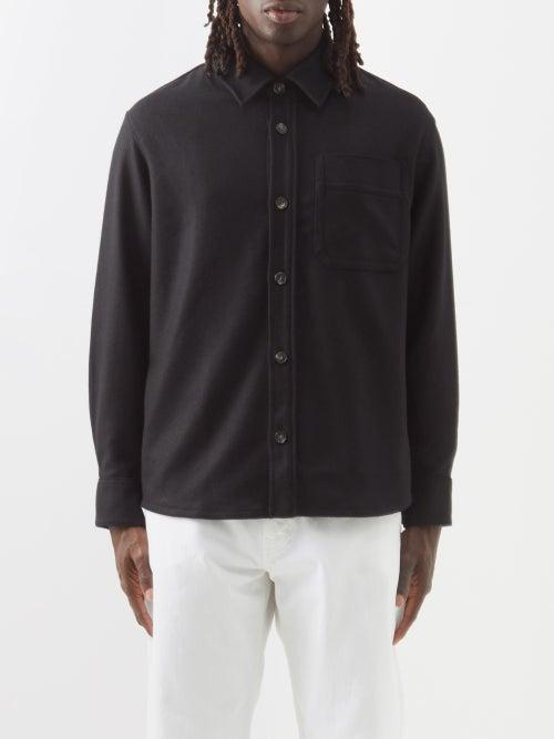 A.p.c. - Basile Patch-pocket Wool-blend Shirt - Mens - Black