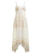 Matchesfashion.com Paco Rabanne - Floral Embroidered Chiffon And Satin Dress - Womens - White Multi