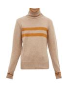 Matchesfashion.com Oliver Spencer - Talbot Striped High Neck Wool Sweater - Mens - Beige