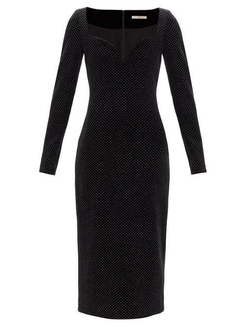 Matchesfashion.com Christopher Kane - Sweetheart-neckline Glittered Velvet Dress - Womens - Black