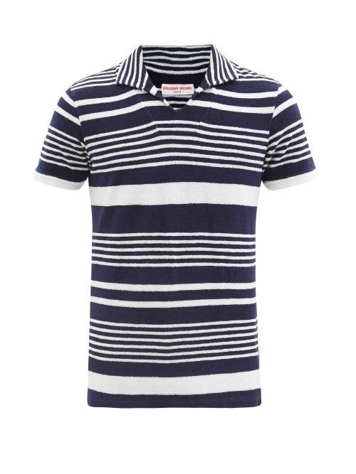 Matchesfashion.com Orlebar Brown - Trent Striped Cotton-terry Polo Shirt - Mens - Navy Multi