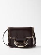 Chlo - Kattie Blanket-stitched Leather Shoulder Bag - Womens - Dark Brown