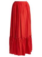 Matchesfashion.com Loup Charmant - Flores Tiered Silk Skirt - Womens - Red