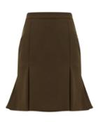 Matchesfashion.com Alexander Mcqueen - Pleated-hem Wool-blend Mini Skirt - Womens - Khaki