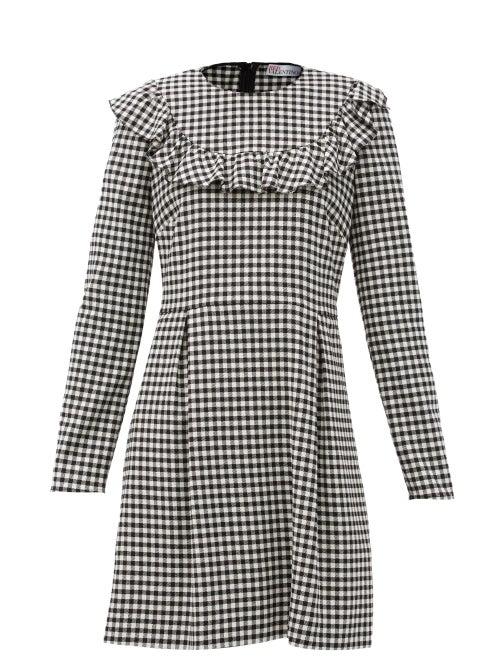 Matchesfashion.com Redvalentino - Gingham-check Jersey Mini Dress - Womens - White Black
