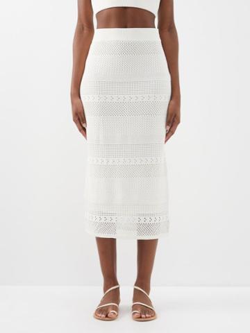 Frame - High-rise Crochet-knit Pencil Skirt - Womens - Ivory
