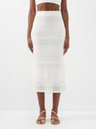 Frame - High-rise Crochet-knit Pencil Skirt - Womens - Ivory