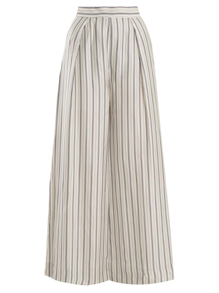 Zimmermann Painted Heart Wide-leg Striped Satin Trousers