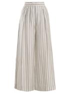 Zimmermann Painted Heart Wide-leg Striped Satin Trousers