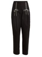 Matchesfashion.com Tibi - Easton Tweed Lace Up Detail Trousers - Womens - Black