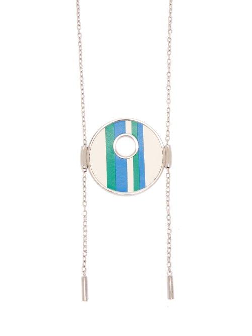Matchesfashion.com Marni - Striped Leather Necklace - Womens - Blue