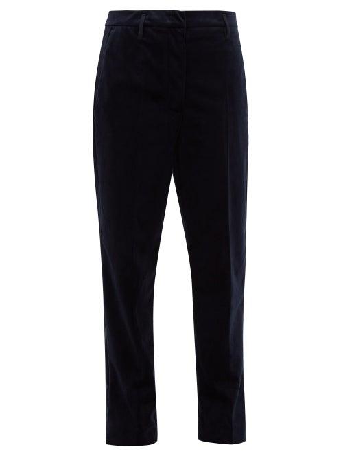 Matchesfashion.com Golden Goose - Cropped Velvet Trousers - Womens - Navy