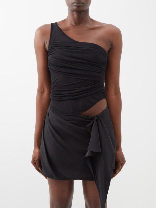 Gauge81 - Saray One-shoulder Ruched Jersey Sleeveless Top - Womens - Black