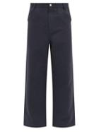 Matchesfashion.com Raey - Wide-leg Cotton And Linen-blend Trousers - Mens - Navy