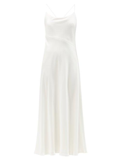 Matchesfashion.com Galvan - Sonoma Tie-back Satin Midi Dress - Womens - White