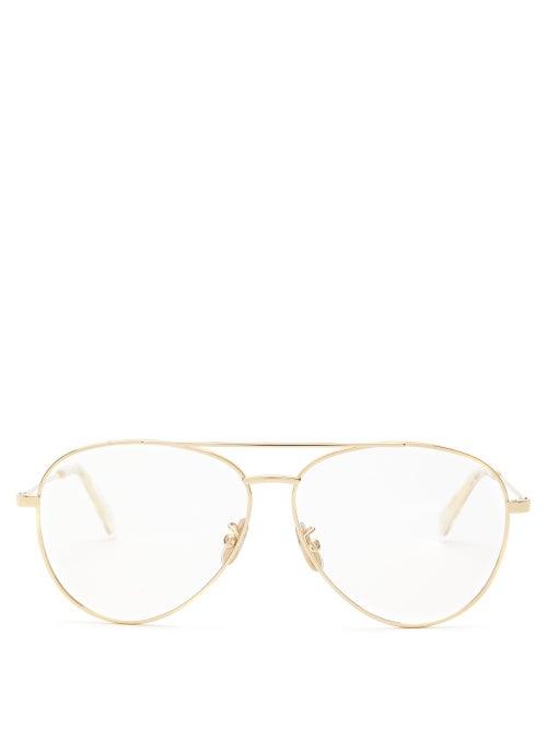 Matchesfashion.com Celine Eyewear - Aviator Metal Glasses - Womens - Gold