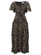 Matchesfashion.com Preen By Thornton Bregazzi - Katarina Waist-tie Floral-print Crepe Dress - Womens - Black Print