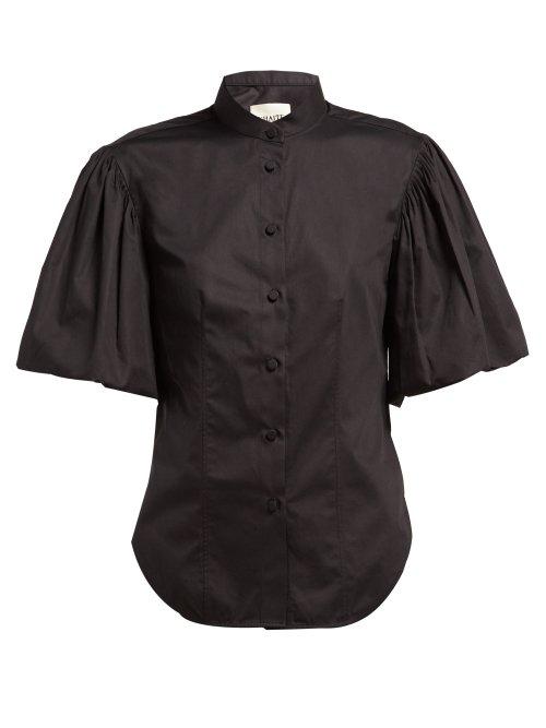 Matchesfashion.com Khaite - Doma Puff Sleeve Cotton Shirt - Womens - Black