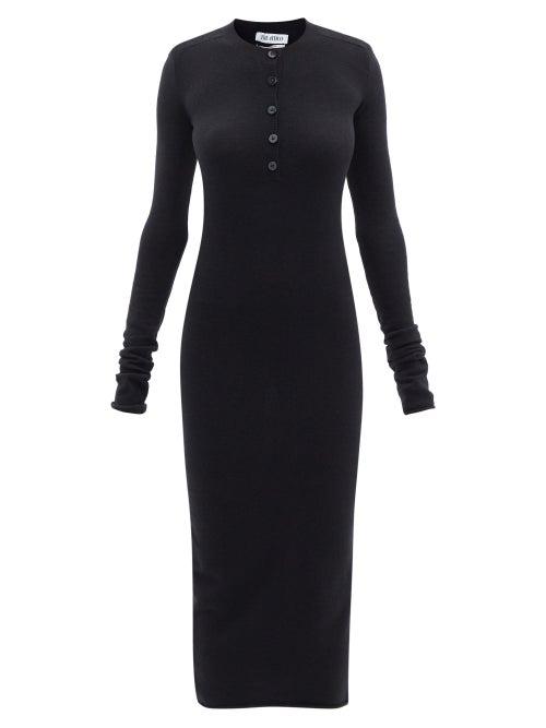 Ladies Rtw The Attico - Open-back Wool-blend Midi Dress - Womens - Black