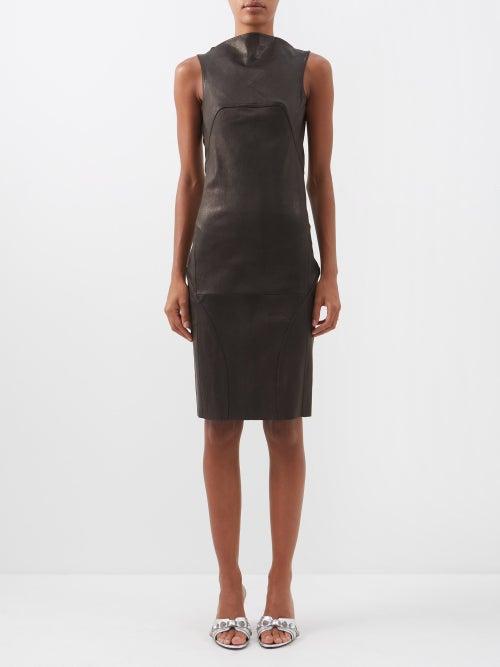 Rick Owens - Cutout-back Stretch-leather Dress - Womens - Black