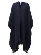 Matchesfashion.com Brunello Cucinelli - Fringed Cape - Womens - Dark Blue