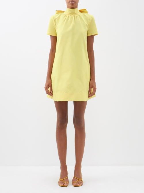 Staud - Ilana Cotton-blend Grosgrain Mini Dress - Womens - Yellow