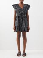 Sea - Pascala Floral-print Cotton Mini Dress - Womens - Black