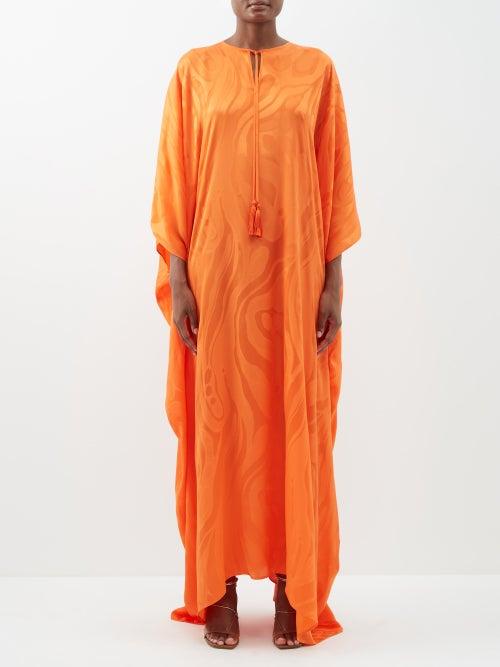 Taller Marmo - Sauvage Psychedelia Silk-satin Jacquard Dress - Womens - Dark Orange