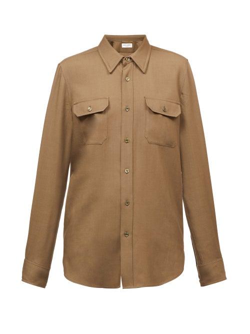 Matchesfashion.com Saint Laurent - Cargo-pocket Twill Shirt - Womens - Khaki