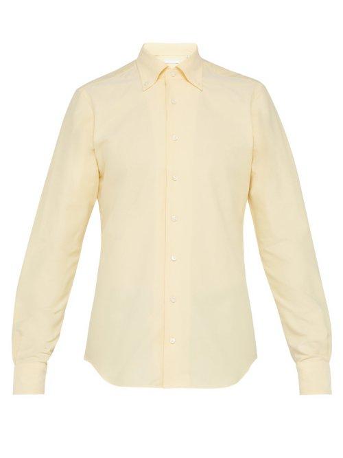 Matchesfashion.com P. Johnson - Half Placket Cotton Oxford Shirt - Mens - Yellow