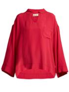 Matchesfashion.com Marni - Point Collar Washed Crepe Top - Womens - Pink