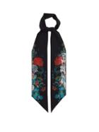 Matchesfashion.com Alexander Mcqueen - Floral Print Skinny Silk Scarf - Womens - Black Multi