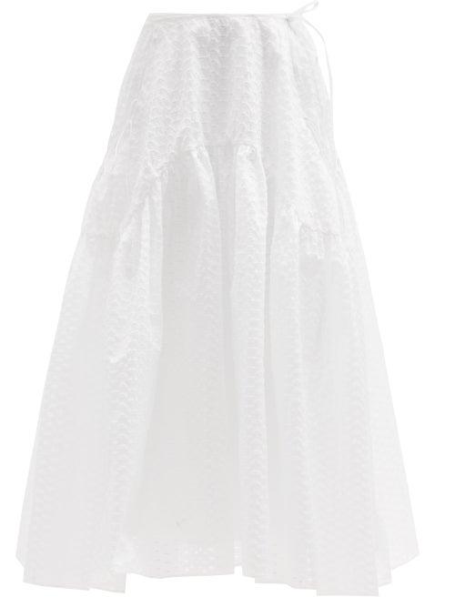 Matchesfashion.com Cecilie Bahnsen - Lilly Gathered Fil-coup Skirt - Womens - White