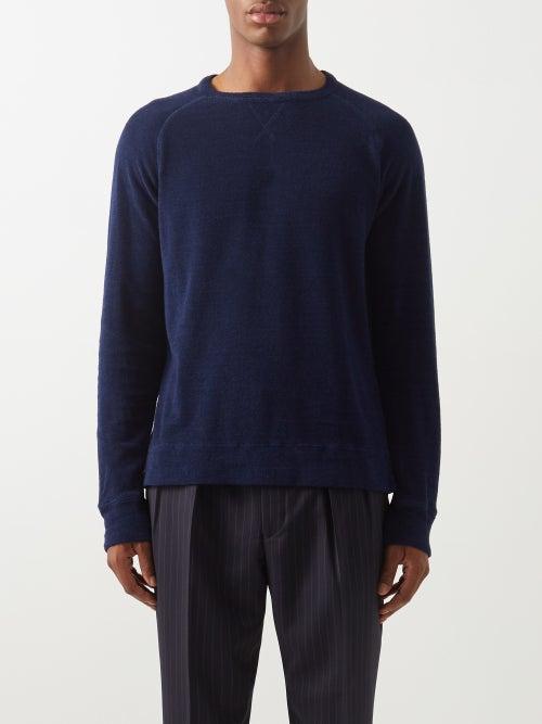 Officine Gnrale - Rudy Cotton-terry Sweatshirt - Mens - Navy