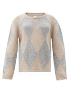 Matchesfashion.com Khaite - Daisy Diamond-intarsia Cashmere-blend Sweater - Womens - Grey Multi