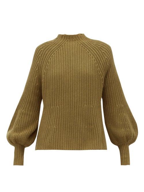 Matchesfashion.com Apiece Apart - Sequia Ribbed Cotton Blend Sweater - Womens - Khaki