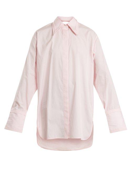 Matchesfashion.com Helmut Lang - Cut Out Detail Oversized Cotton Shirt - Womens - Light Pink