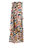 Matchesfashion.com Balenciaga - Draped Flag Print Silk Satin Dress - Womens - White Multi