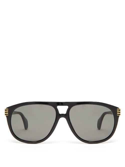 Matchesfashion.com Gucci - Aviator Acetate Sunglasses - Mens - Black