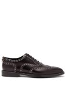 Matchesfashion.com Burberry - Lennard Perforated Leather Brogues - Mens - Black White