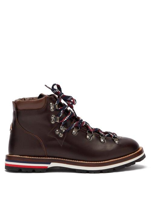 Matchesfashion.com Moncler - Blanche Lace Up Leather Mountain Boots - Womens - Dark Brown