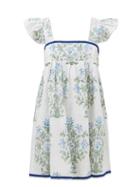 Juliet Dunn - Square-neck Floral-print Cotton Dress - Womens - White Multi